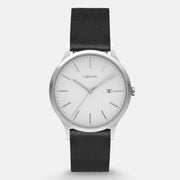 Black Modern Mens Leather Strap Watch | NEMA Timepiece 