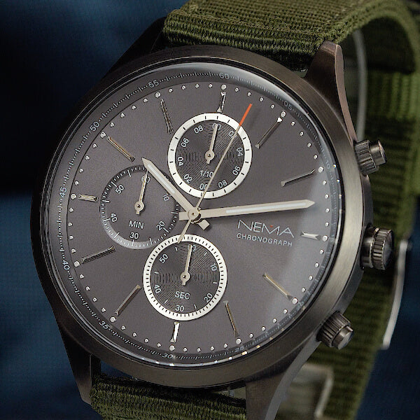 ARLO CHRONO Green Canvas Gunmetal/Grey