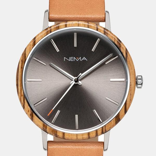Matta Leather Tan Zebrawood Grey