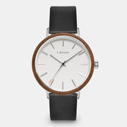 Black Modern Mens Leather Strap Watch | NEMA Timepiece 