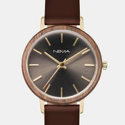 Matta Leather Walnut Gold/Dark Grey