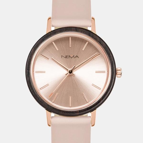 Matta Leather Ebony Rose Gold/Pink