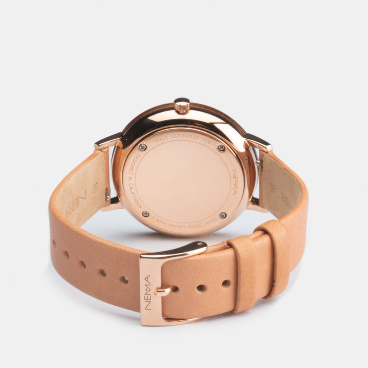 Wood Watch Leather Band | NEMA Timepiece