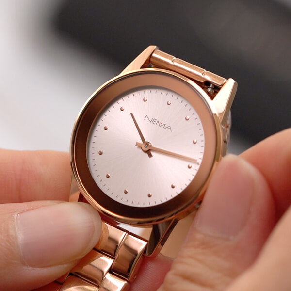 MIIRO Rose Gold Stainless Link/Silver