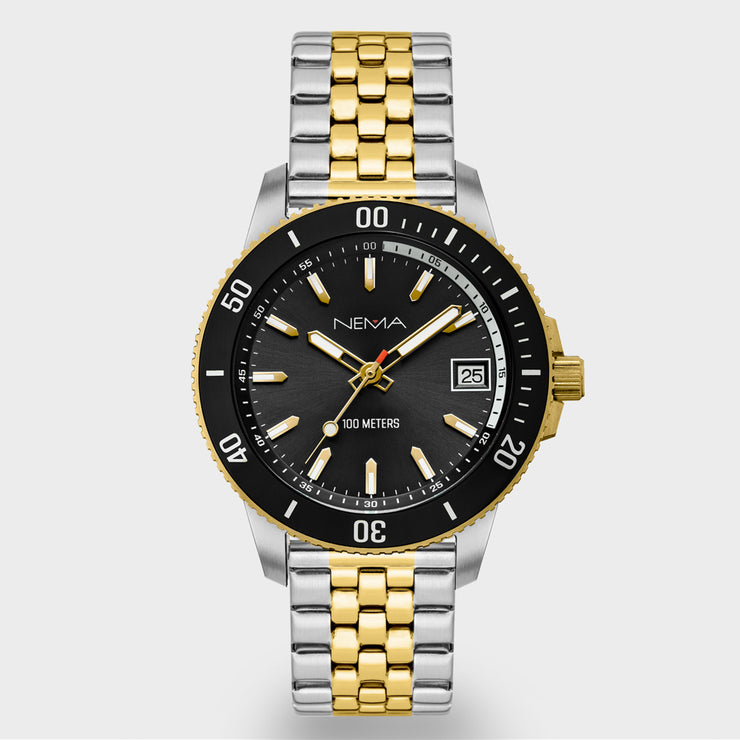Zodiv Silver Gold Stainless Link/Black